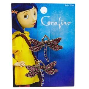 Coraline Dragonfly Hair Pins Clip Set of 2 NEW